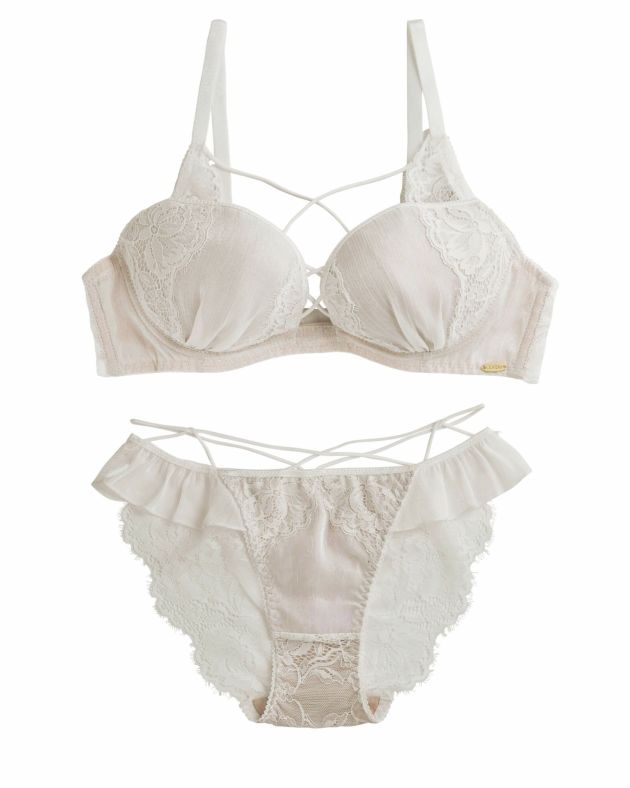 Chiffon＆Eyelash Lace Lingerie -フルバックセット-